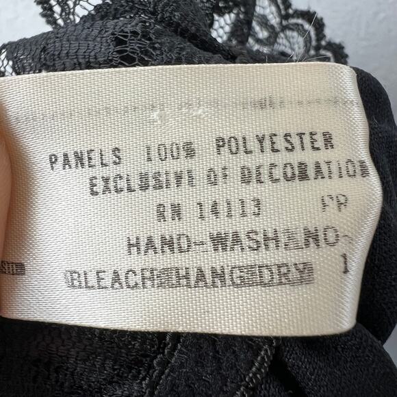 VTG Dolores For Poirette Black Sleep Bodysuit Lace Ruffle VNeck Pullover S Small - Picture 8 of 8